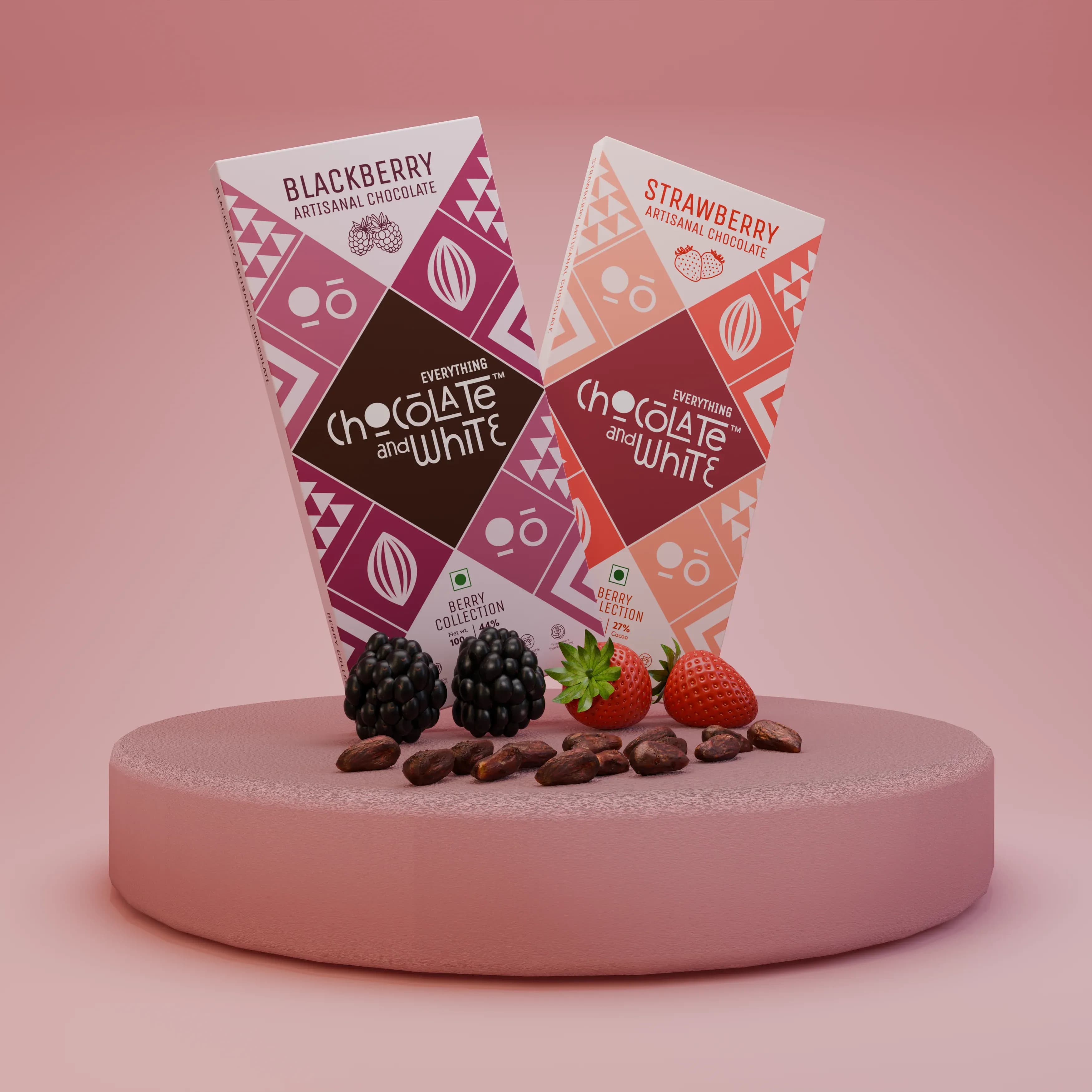 Blackberry Artisanal Chocolate - Dark Chocolate || Strawberry Artisanal Chocolate - Milk Chocolate