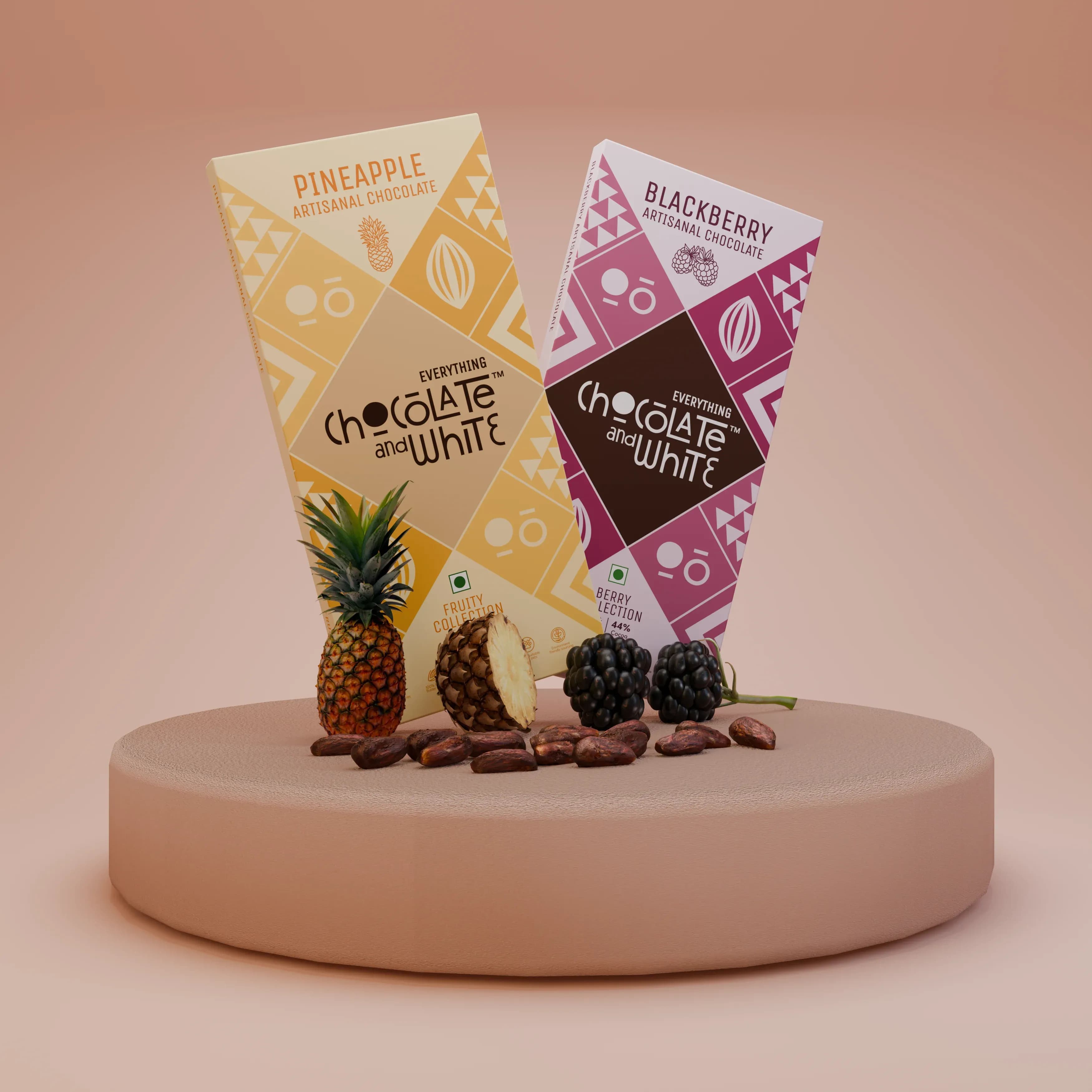 Pineapple Artisanal Chocolate - White Chocolate || Blackberry Artisanal Chocolate - Dark Chocolate