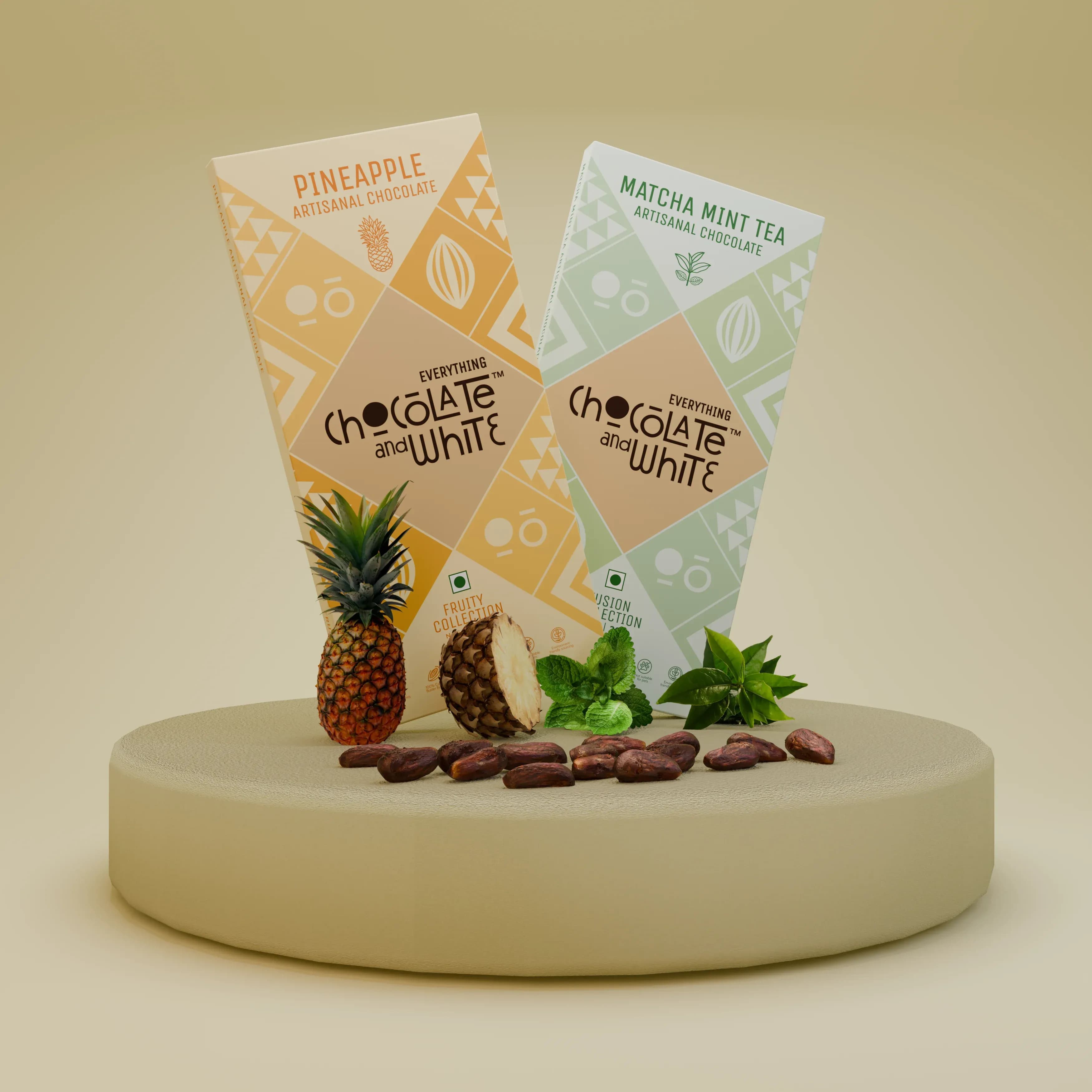 Pineapple Artisanal Chocolate - White Chocolate || Matcha Mint Tea Artisanal Chocolate - White Chocolate